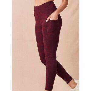 Pact Leggings Women's Large Burgundy Pure Active Organic Cotton Pockets